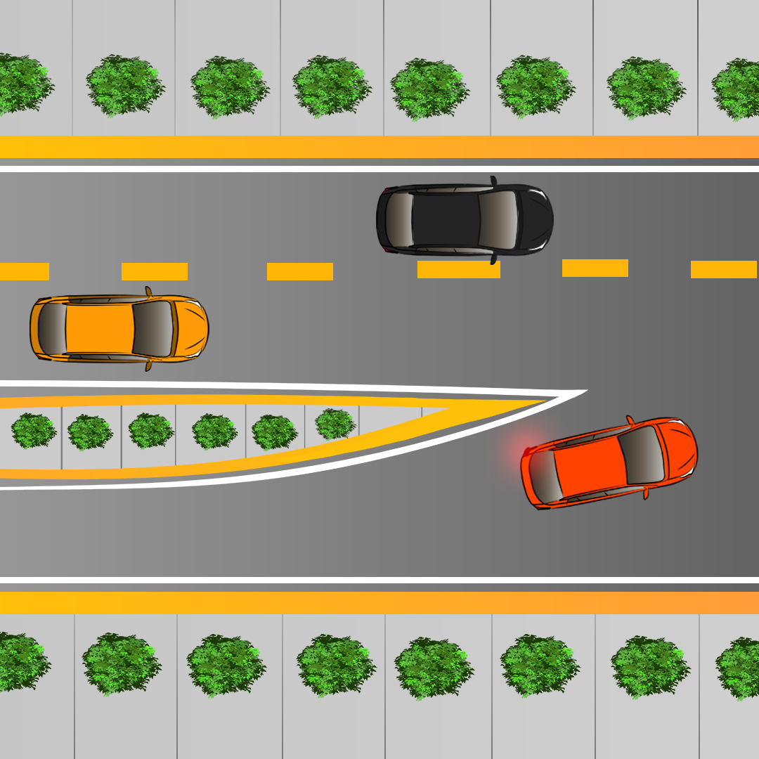 Test 1 - Si vous êtes sur la voie de droite et que vous voyez un véhicule qui tente de s’insérer sur une autoroute divisée, que devez-vous faire ?