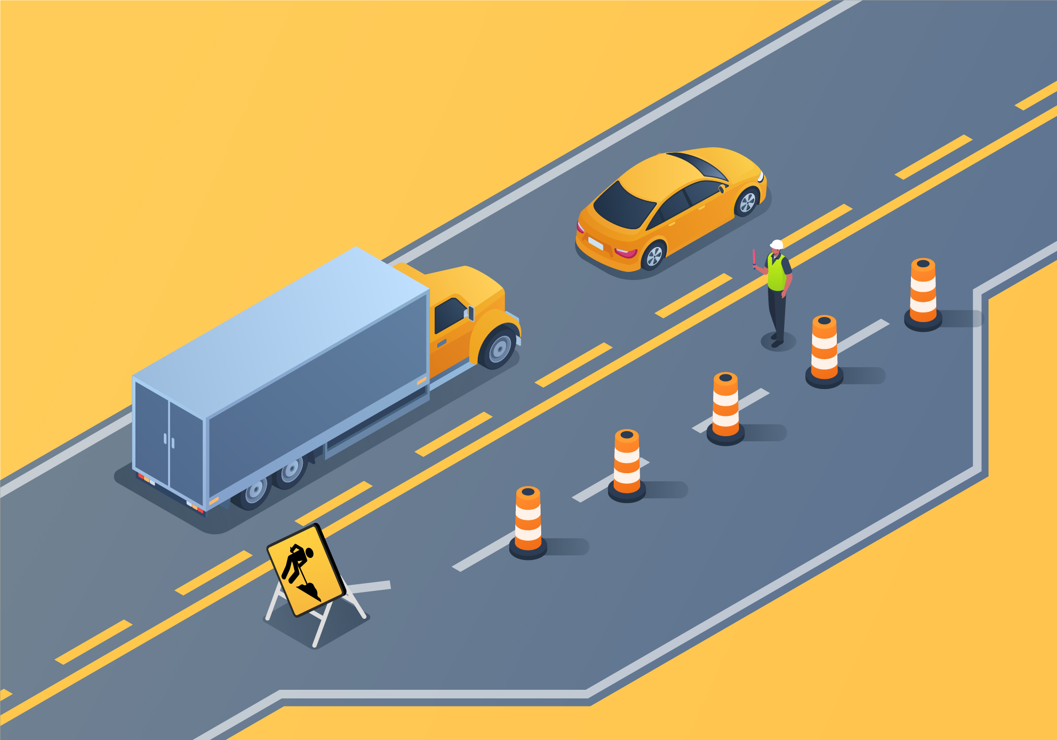 Driving Test Canada - Car Dealing with particular situations - What should you do in a construction zone?