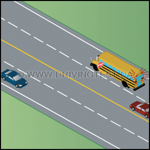 Test 3 - Que devez-vous faire si vous vous approchez d’un autobus scolaire venant de la voie opposée et que ses feux clignotent ?