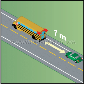 Test 1 - How far away do you need to stop from a school bus with its stop arm extended and flashing lights activated?